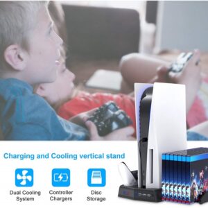 KJH Charging Vertical Stand with Cooling Fan for PS5 - Black