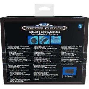 retro-bit Sega Mega Drive Wireless 8-Buttons Arcade Pad - Clear Blue