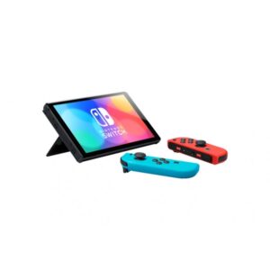 Nintendo Switch OLED with Neon Blue and Neon Red Joy-Con - Essential Bundle